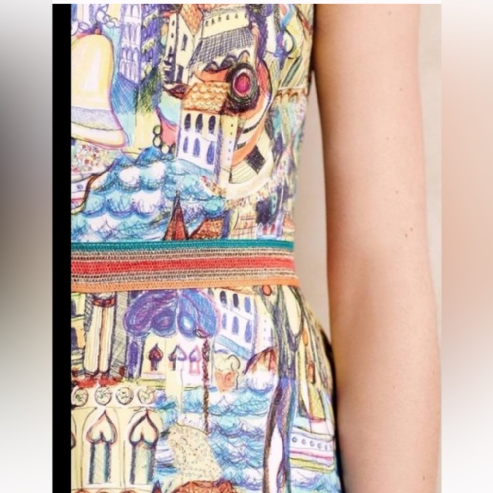 Anthropologie Weston wearable art cityscape dress. NWOT . Retail 155